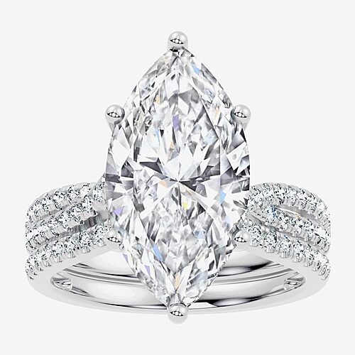 Modern Bride (f-g/ Vs2-si1) Womens 6 1/2 Ct. T.w. Lab Grown White Diamond 10k Gold Marquise Side Stone Bridal Set