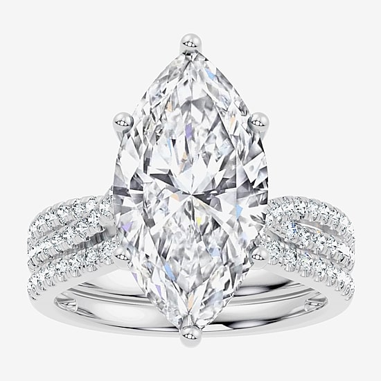 (F-G/ Vs2-Si1) Womens 6 1/2 Ct. T.W. Lab Grown White Diamond 10K Gold Marquise Side Stone Bridal Set