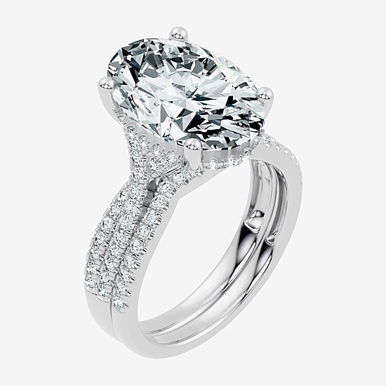 (F-G/ Vs2-Si1) Womens 6 1/2 Ct. T.W. Lab Grown White Diamond 10K Gold Round Side Stone Bridal Set