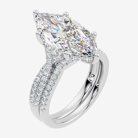 (F-G/ Vs2-Si1) Womens 6 1/2 Ct. T.W. Lab Grown White Diamond 10K Gold Marquise Side Stone Bridal Set