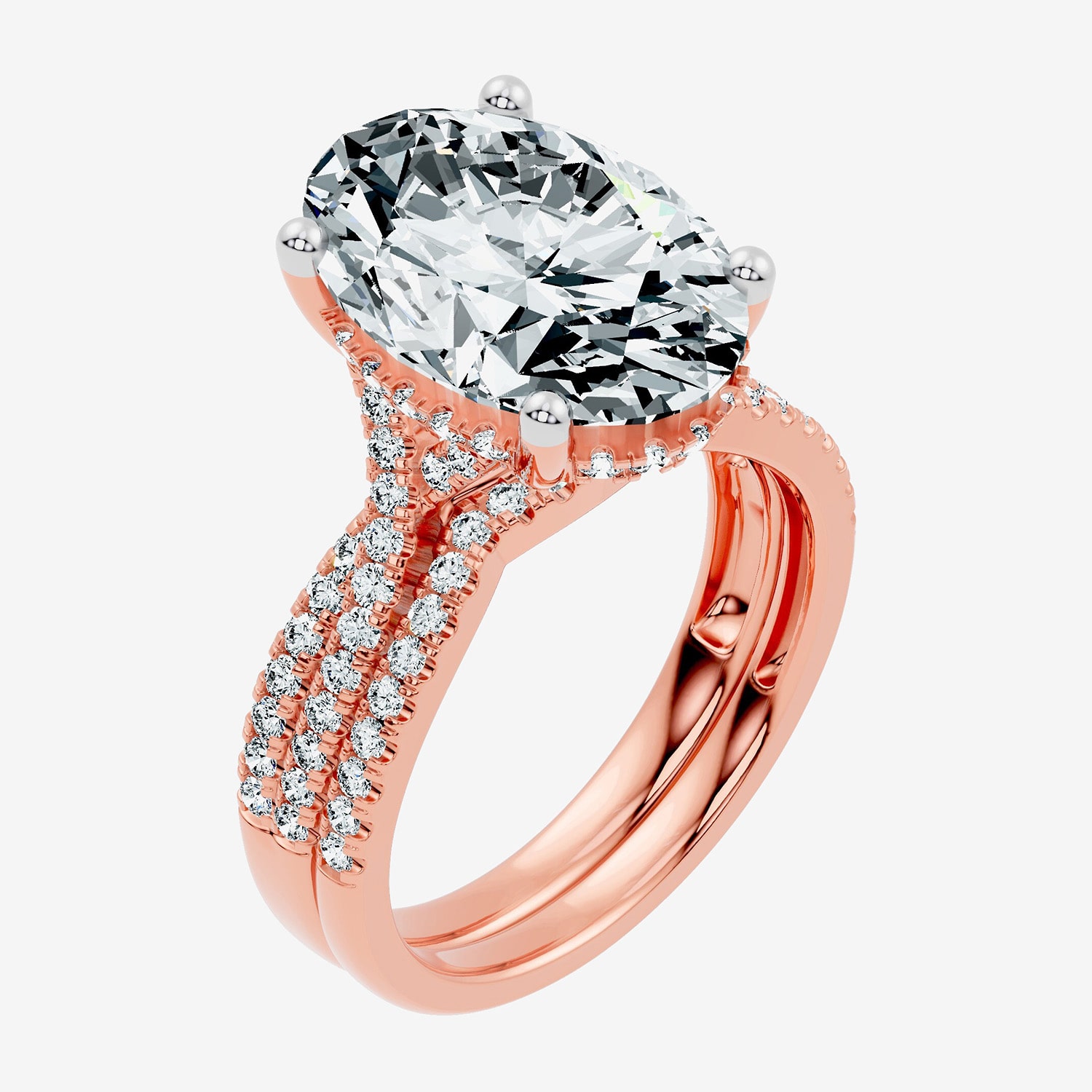 F-G/ Vs2-Si1) Womens 1/2 CT. T.W. Lab Grown White Diamond 10K Gold Round Side Stone Bridal Set