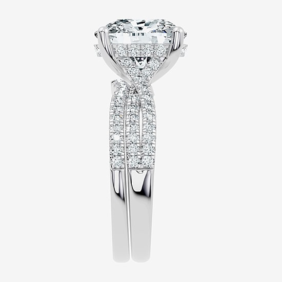 (F-G/ Vs2-Si1) Womens 6 1/2 Ct. T.W. Lab Grown White Diamond 10K Gold Cushion Side Stone Bridal Set