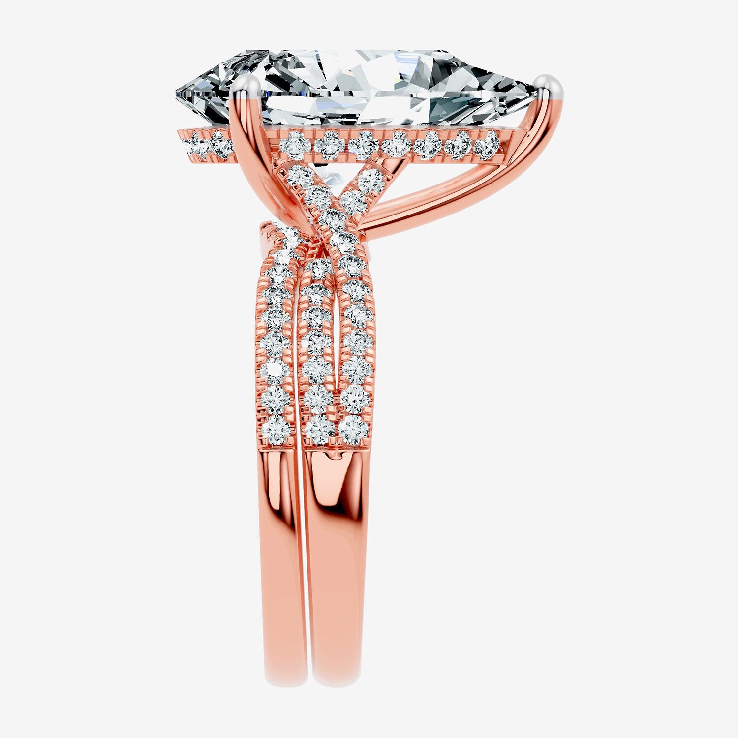 F-G/ Vs2-Si1) Womens 2 1/2 CT. T.W. Lab Grown White Diamond 10K Gold Pear Side Stone Bridal Set