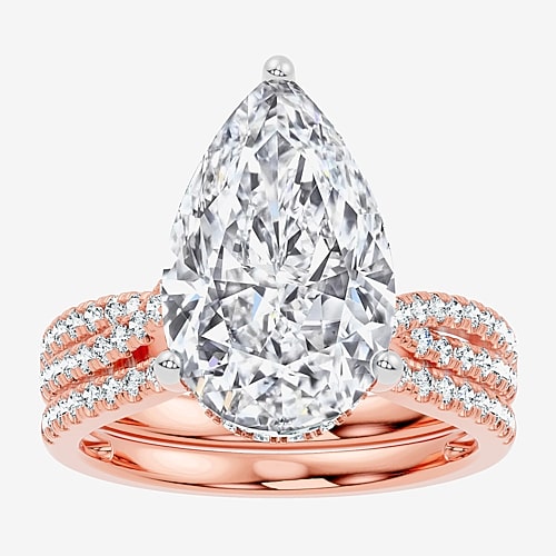 Modern Bride (f-g/ Vs2-si1) Womens 6 1/2 Ct. T.w. Lab Grown White Diamond 10k Gold Pear Side Stone Bridal Set In Pink