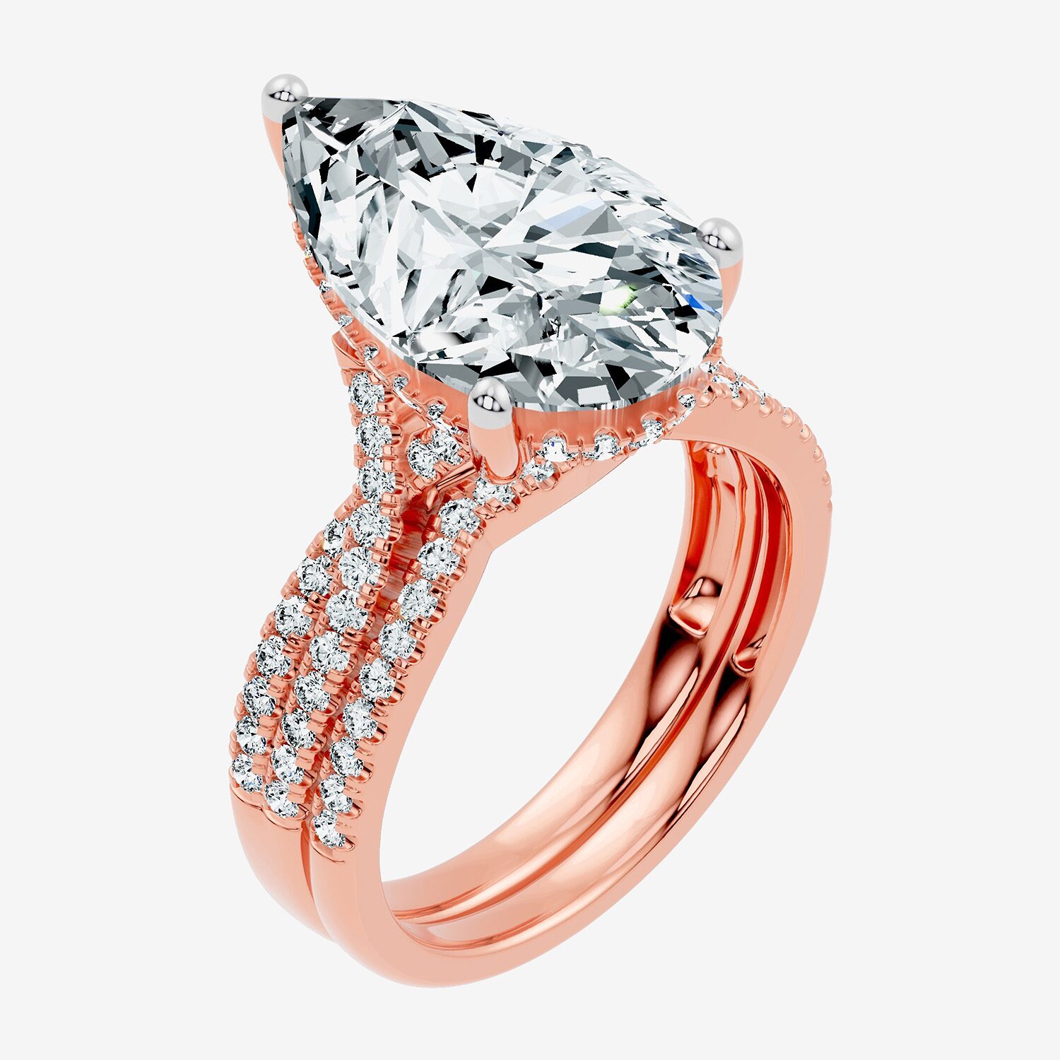 F-G/ Vs2-Si1) Womens 2 1/2 CT. T.W. Lab Grown White Diamond 10K Gold Pear Side Stone Bridal Set