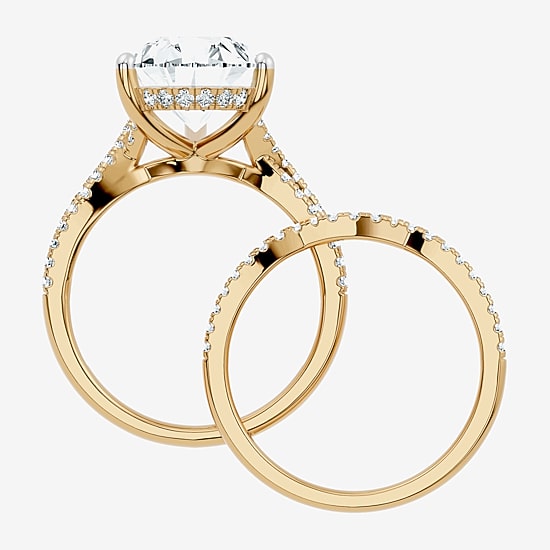 (F-G/ Vs2-Si1) Womens 6 1/2 Ct. T.W. Lab Grown White Diamond 10K Gold Pear Side Stone Bridal Set