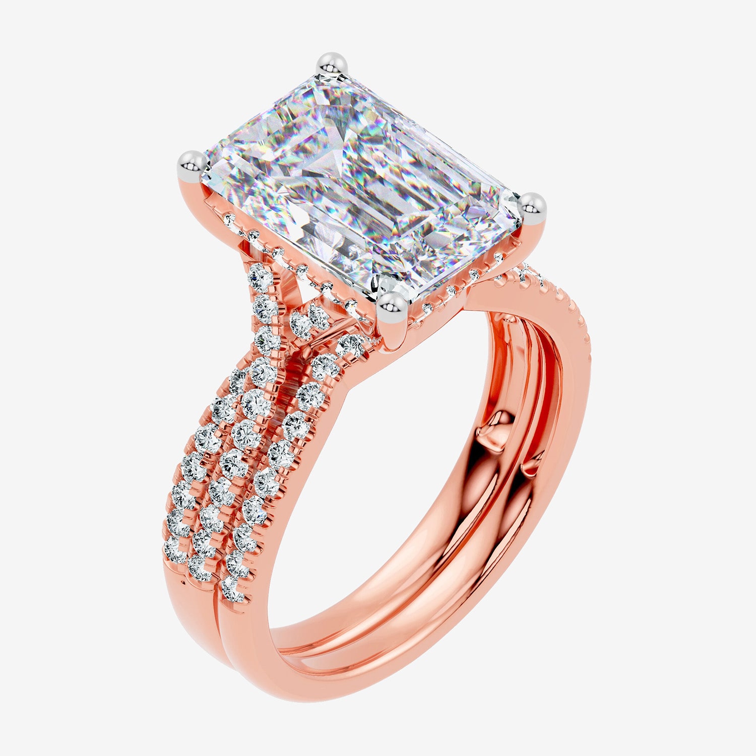 F-G/ Vs2-Si1) Womens 2 1/2 CT. T.W. Lab Grown White Diamond 10K Gold Side Stone Bridal Set