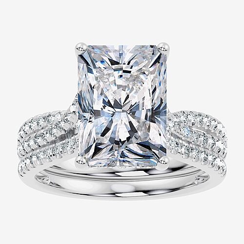 Modern Bride (f-g/ Vs2-si1) Womens 6 1/2 Ct. T.w. Lab Grown White Diamond 10k Gold Rectangular Side Stone Bridal 