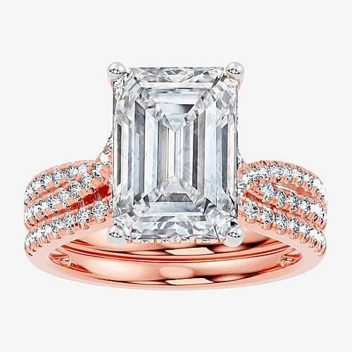 Modern Bride (f-g/ Vs2-si1) Womens 6 1/2 Ct. T.w. Lab Grown White Diamond 10k Gold Side Stone Bridal Set In Pink