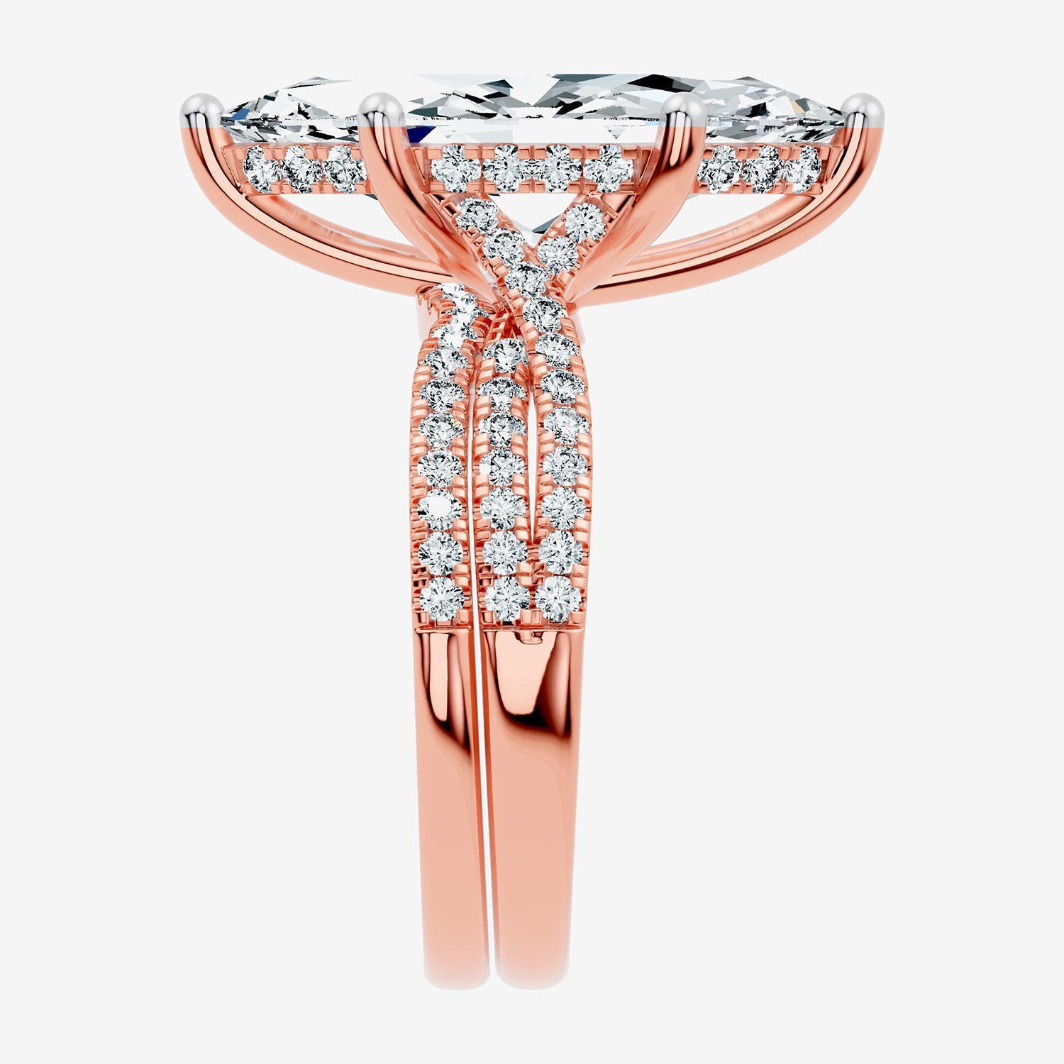 F-G/ Vs2-Si1) Womens 2 1/2 CT. T.W. Lab Grown White Diamond 10K Gold Marquise Side Stone Bridal Set