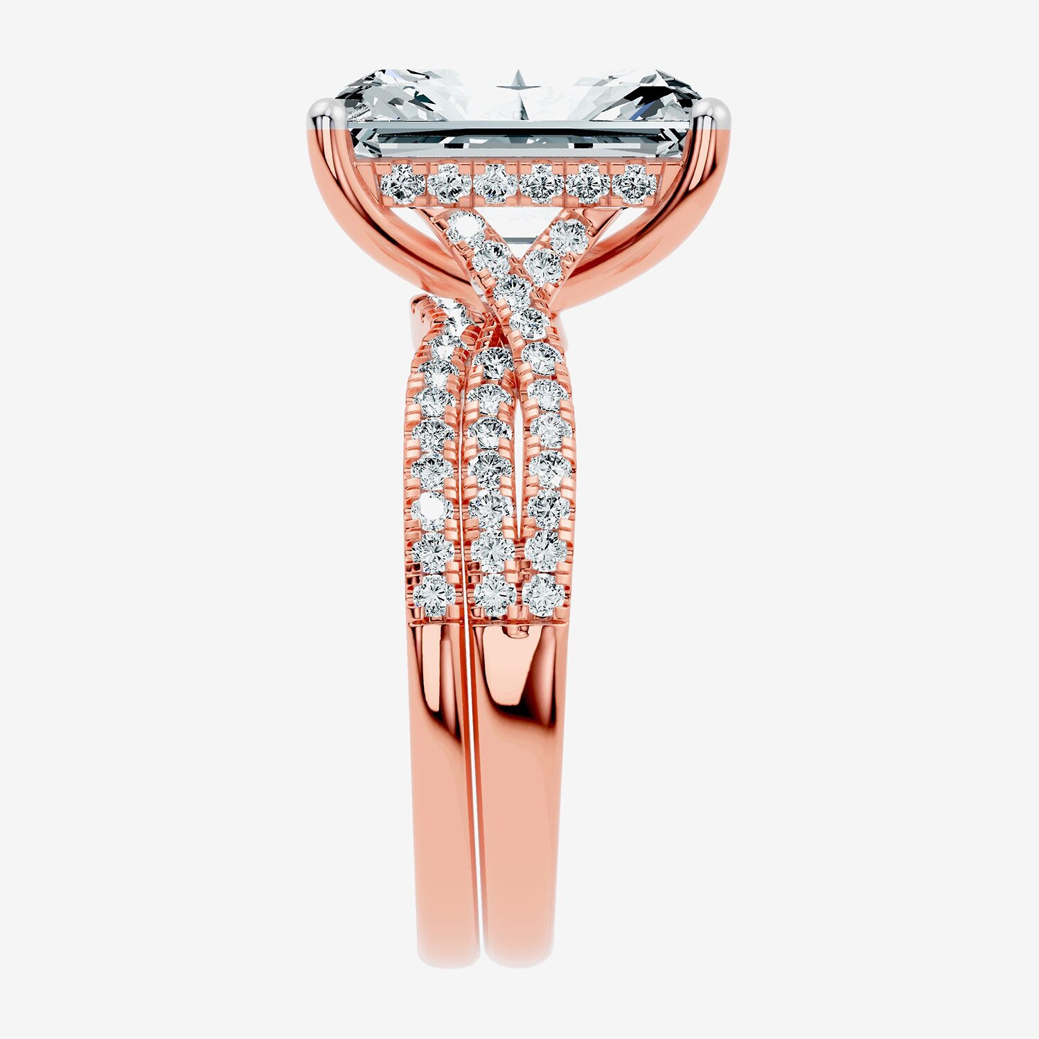F-G/ Vs2-Si1) Womens 1/2 CT. T.W. Lab Grown White Diamond 10K Gold Rectangular Side Stone Bridal Set