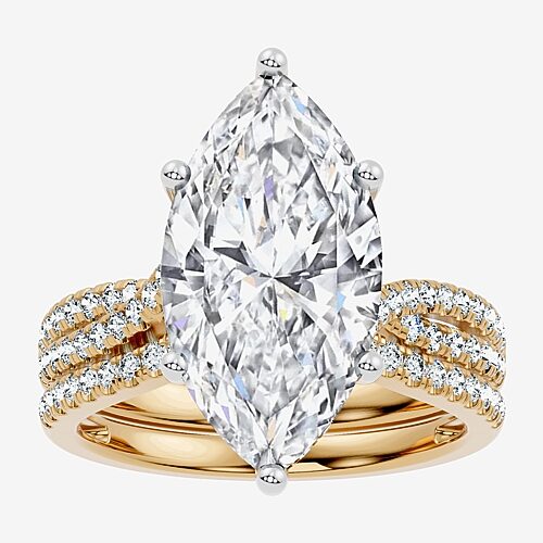 Modern Bride (f-g/ Vs2-si1) Womens 6 1/2 Ct. T.w. Lab Grown White Diamond 10k Gold Marquise Side Stone Bridal Set In Yellow