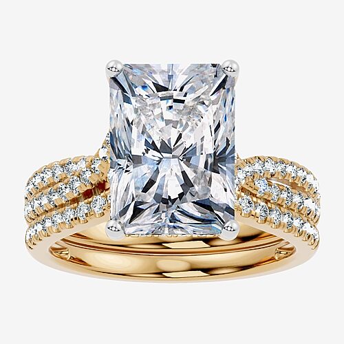 Modern Bride (f-g/ Vs2-si1) Womens 6 1/2 Ct. T.w. Lab Grown White Diamond 10k Gold Rectangular Side Stone Bridal  In Yellow