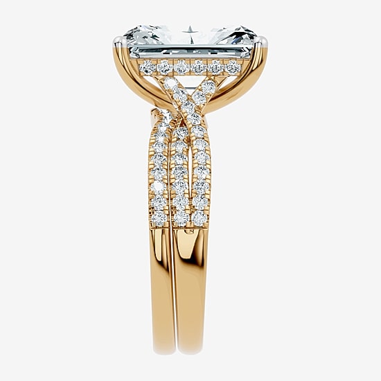 (F-G/ Vs2-Si1) Womens 6 1/2 Ct. T.W. Lab Grown White Diamond 10K Gold Rectangular Side Stone Bridal Set