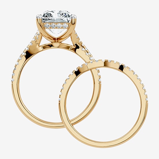 (F-G/ Vs2-Si1) Womens 6 1/2 Ct. T.W. Lab Grown White Diamond 10K Gold Rectangular Side Stone Bridal Set