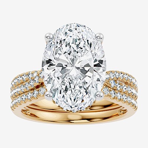 Modern Bride (f-g/ Vs2-si1) Womens 6 1/2 Ct. T.w. Lab Grown White Diamond 10k Gold Round Side Stone Bridal Set In Yellow