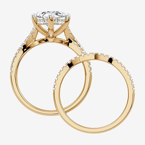 (F-G/ Vs2-Si1) Womens 5 1/2 CT. T.W. Lab Grown White Diamond 10K Gold Marquise Side Stone Bridal Set