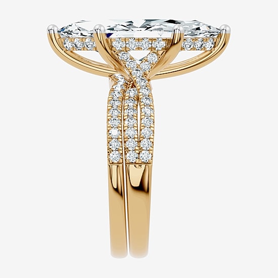 (F-G/ Vs2-Si1) Womens 5 1/2 CT. T.W. Lab Grown White Diamond 10K Gold Marquise Side Stone Bridal Set