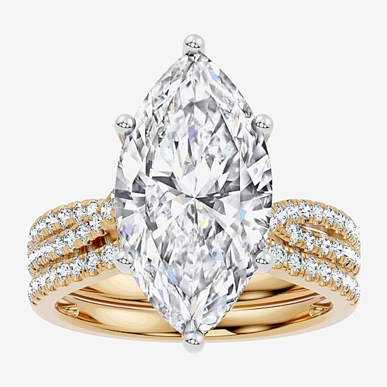 (F-G/ Vs2-Si1) Womens 5 1/2 CT. T.W. Lab Grown White Diamond 10K Gold Marquise Side Stone Bridal Set