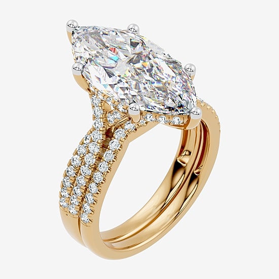 (F-G/ Vs2-Si1) Womens 5 1/2 CT. T.W. Lab Grown White Diamond 10K Gold Marquise Side Stone Bridal Set