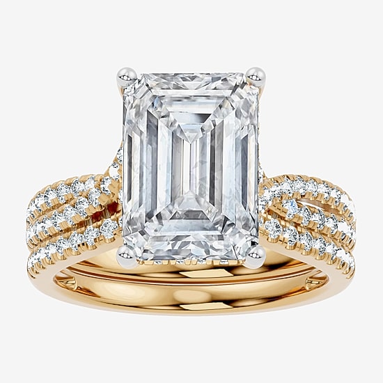 (F-G/ Vs2-Si1) Womens 5 1/2 CT. T.W. Lab Grown White Diamond 10K Gold Side Stone Bridal Set