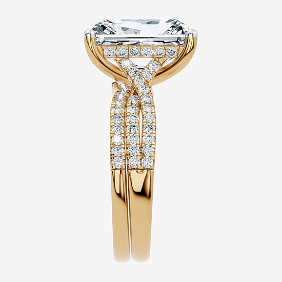 (F-G/ Vs2-Si1) Womens 5 1/2 CT. T.W. Lab Grown White Diamond 10K Gold Side Stone Bridal Set