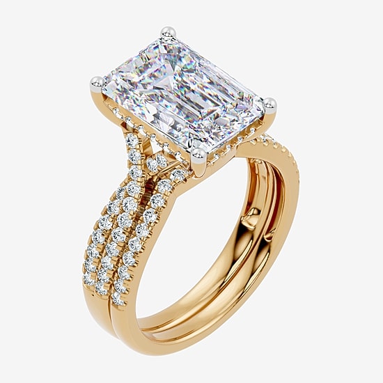 (F-G/ Vs2-Si1) Womens 5 1/2 CT. T.W. Lab Grown White Diamond 10K Gold Side Stone Bridal Set