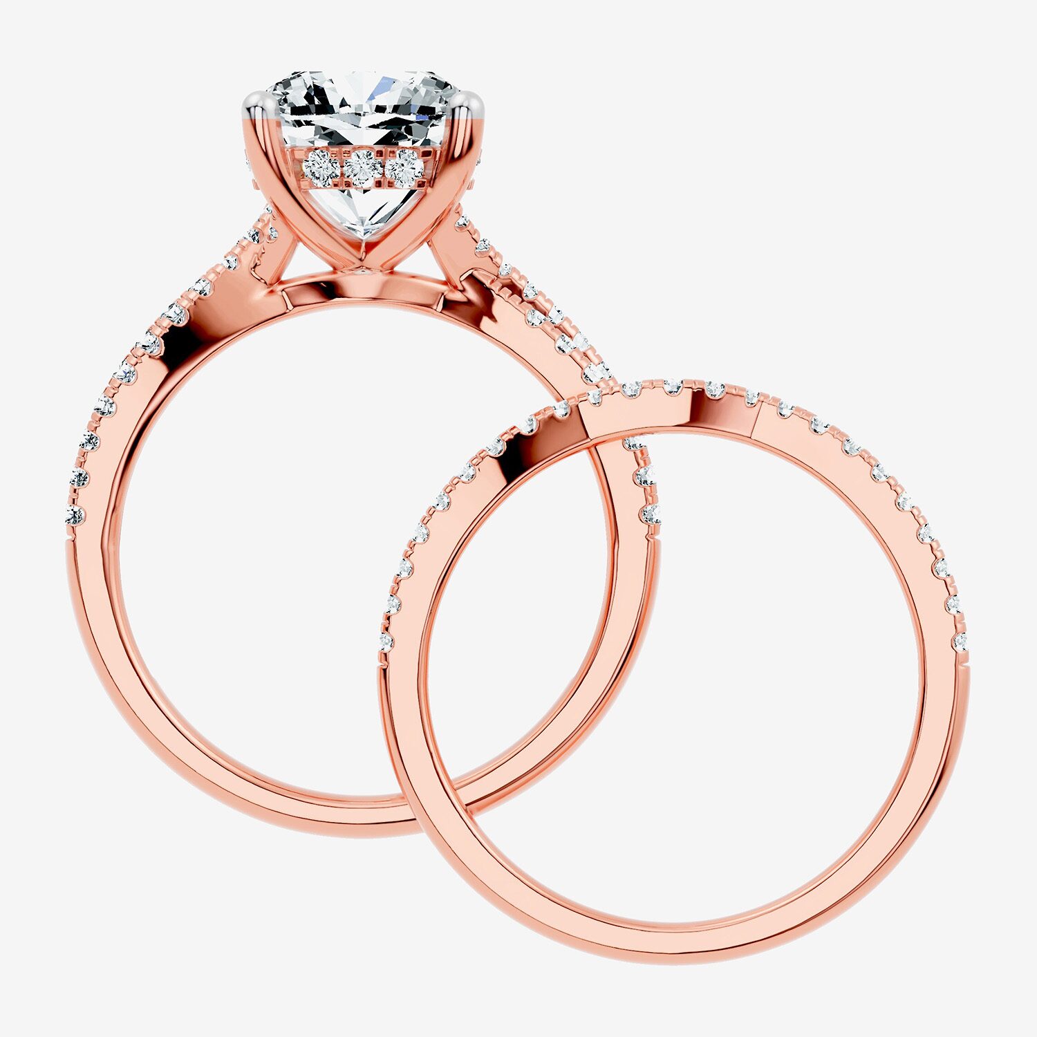 F-G/ Vs2-Si1) Womens 2 1/2 CT. T.W. Lab Grown White Diamond 10K Gold Cushion Side Stone Bridal Set