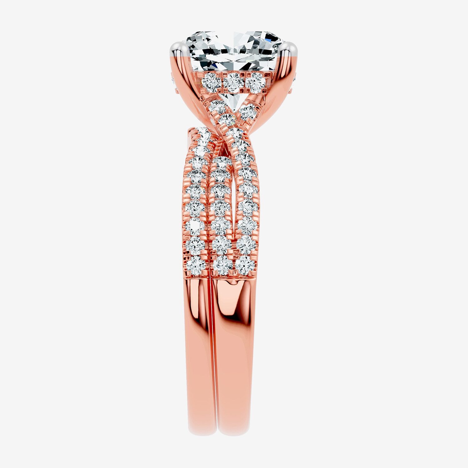 F-G/ Vs2-Si1) Womens 2 1/2 CT. T.W. Lab Grown White Diamond 10K Gold Cushion Side Stone Bridal Set