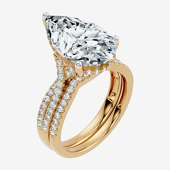 (F-G/ Vs2-Si1) Womens 5 1/2 CT. T.W. Lab Grown White Diamond 10K Gold Pear Side Stone Bridal Set