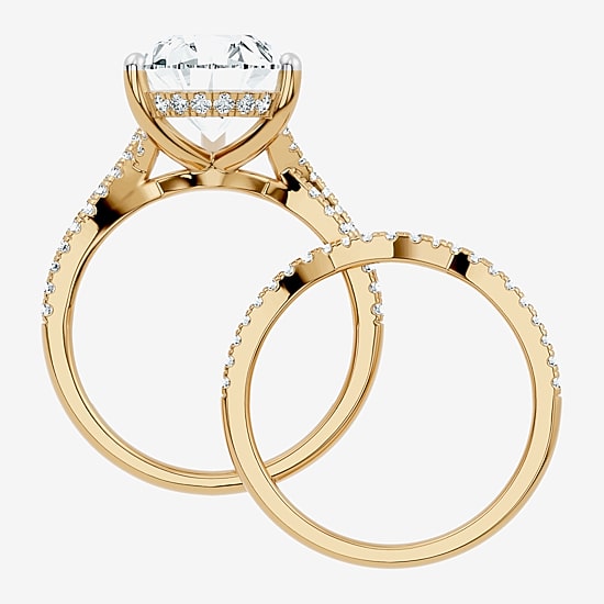 (F-G/ Vs2-Si1) Womens 5 1/2 CT. T.W. Lab Grown White Diamond 10K Gold Pear Side Stone Bridal Set