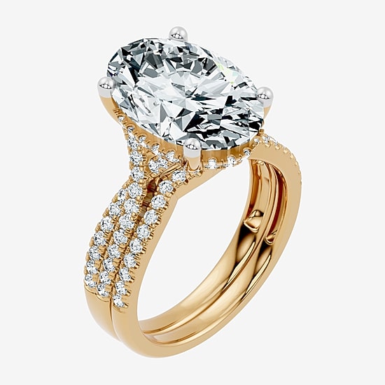 (F-G/ Vs2-Si1) Womens 5 1/2 CT. T.W. Lab Grown White Diamond 10K Gold Round Side Stone Bridal Set