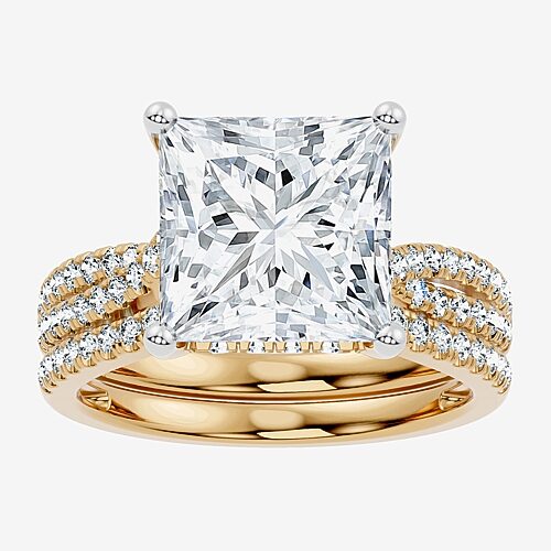 Modern Bride (f-g/ Vs2-si1) Womens 6 1/2 Ct. T.w. Lab Grown White Diamond 10k Gold Side Stone Bridal Set In Yellow