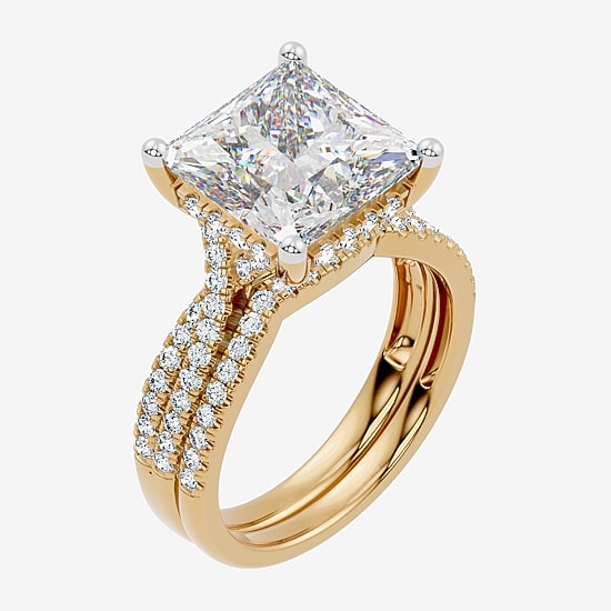(F-G/ Vs2-Si1) Womens 6 1/2 Ct. T.W. Lab Grown White Diamond 10K Gold Side Stone Bridal Set