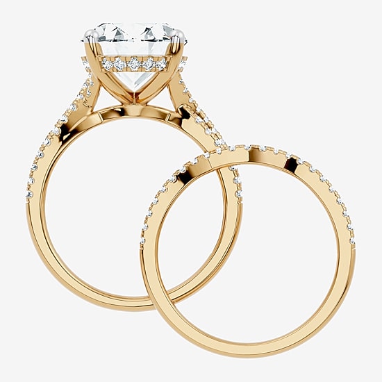 (F-G/ Vs2-Si1) Womens 5 1/2 CT. T.W. Lab Grown White Diamond 10K Gold Round Side Stone Bridal Set