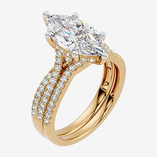 (F-G/ Vs2-Si1) Womens 4 1/2 CT. T.W. Lab Grown White Diamond 10K Gold Marquise Side Stone Bridal Set
