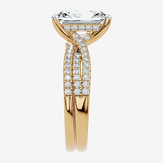 (F-G/ Vs2-Si1) Womens 4 1/2 CT. T.W. Lab Grown White Diamond 10K Gold Rectangular Side Stone Bridal Set