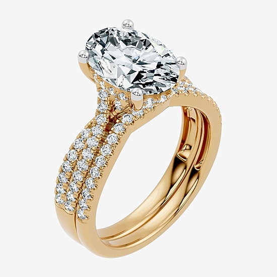 (F-G/ Vs2-Si1) Womens 4 1/2 CT. T.W. Lab Grown White Diamond 10K Gold Round Side Stone Bridal Set