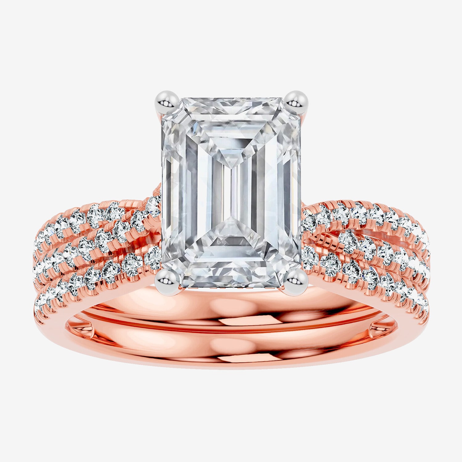 (F-G/ Vs2-Si1) Womens 3 1/2 CT. T.W Lab Grown White Diamond 10K Gold Side Stone Bridal Set
