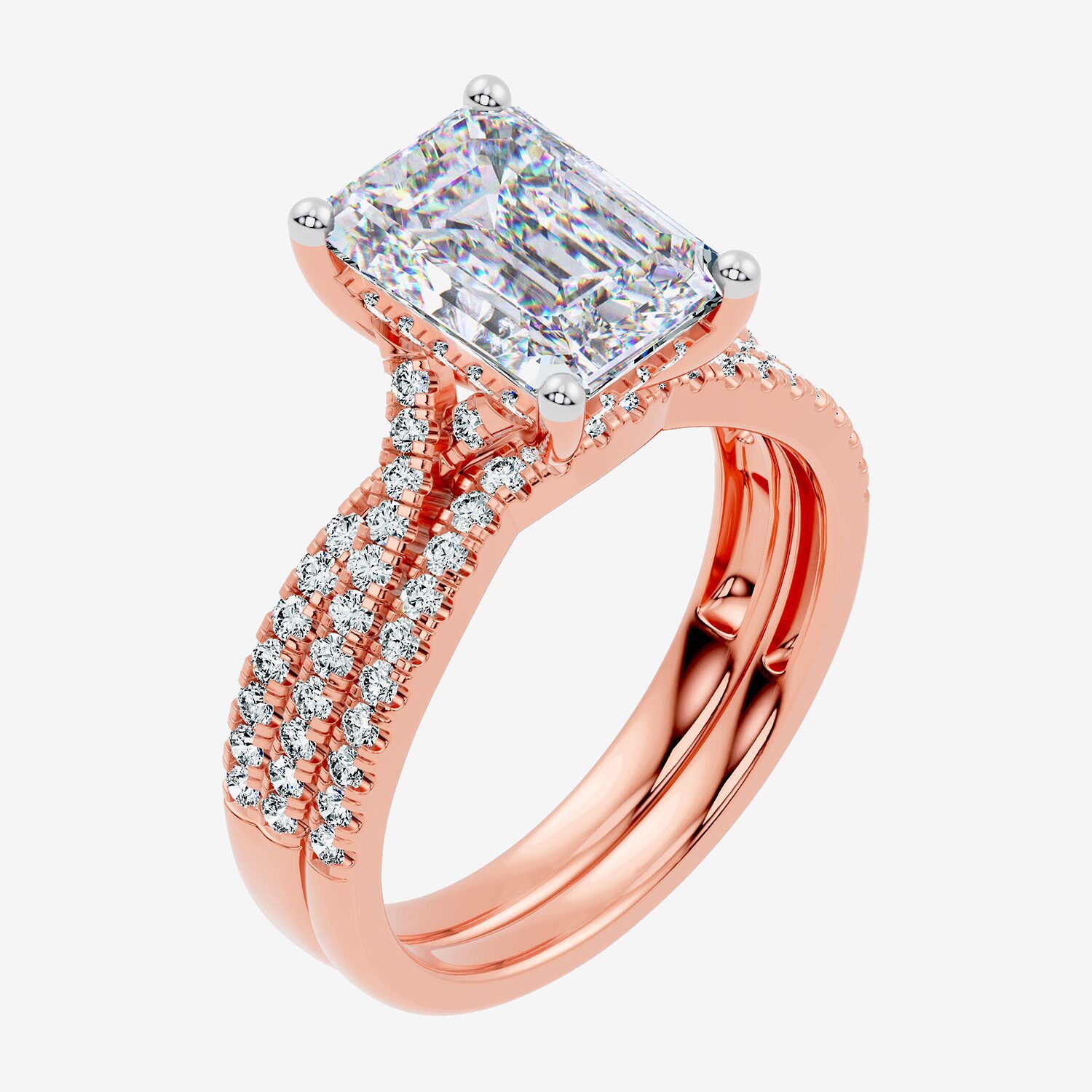 (F-G/ Vs2-Si1) Womens 3 1/2 CT. T.W Lab Grown White Diamond 10K Gold Side Stone Bridal Set