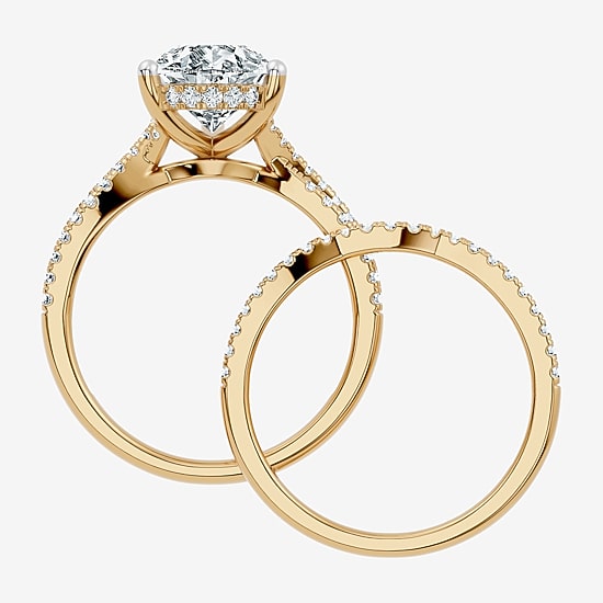 (F-G/ Vs2-Si1) Womens 4 1/2 CT. T.W. Lab Grown White Diamond 10K Gold Pear Side Stone Bridal Set