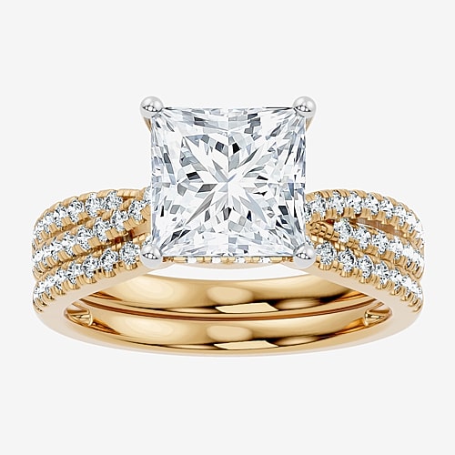 Modern Bride (f-g/ Vs2-si1) Womens 4 1/2 Ct. T.w. Lab Grown White Diamond 10k Gold Side Stone Bridal Set In Yellow