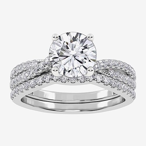 Modern Bride (f-g/ Vs2-si1) Womens 4 1/2 Ct. T.w. Lab Grown White Diamond 10k Gold Oval Side Stone Bridal Set