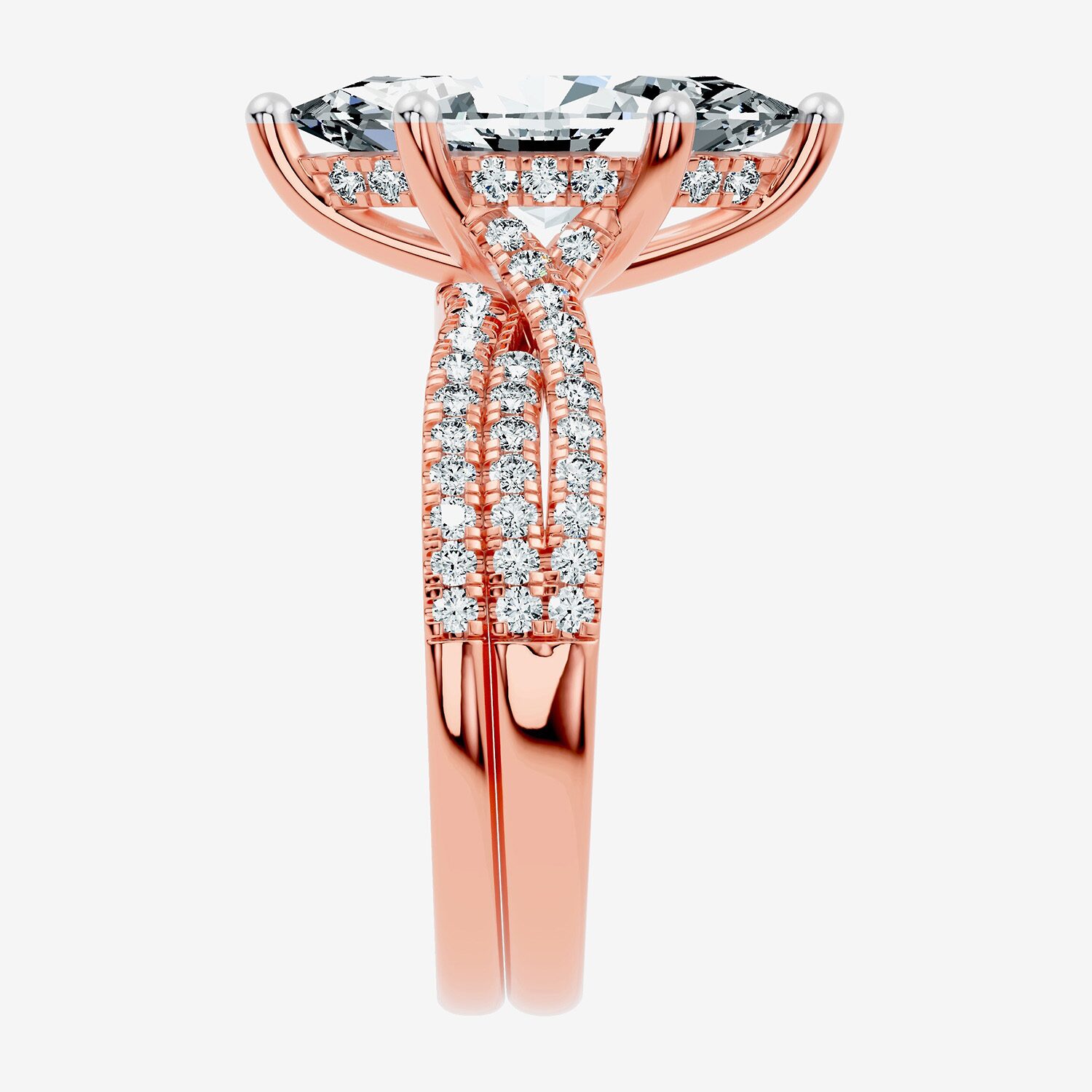 (F-G/ Vs2-Si1) Womens 3 1/2 CT. T.W Lab Grown White Diamond 10K Gold Marquise Side Stone Bridal Set