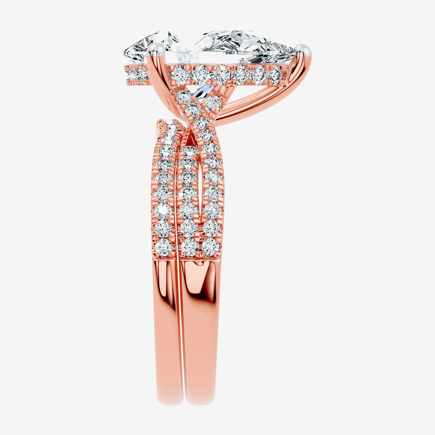 (F-G/ Vs2-Si1) Womens 3 1/2 CT. T.W Lab Grown White Diamond 10K Gold Pear Side Stone Bridal Set