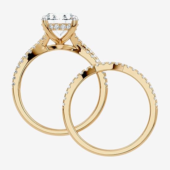 (F-G/ Vs2-Si1) Womens 3 1/2 CT. T.W Lab Grown White Diamond 10K Gold Round Side Stone Bridal Set