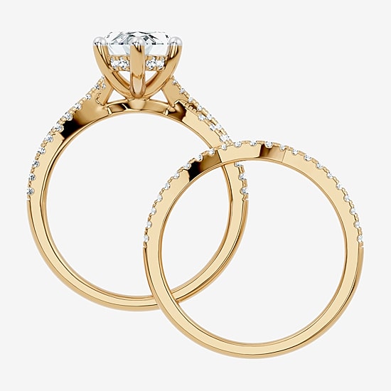 (F-G/ Vs2-Si1) Womens 3 1/2 CT. T.W Lab Grown White Diamond 10K Gold Marquise Side Stone Bridal Set
