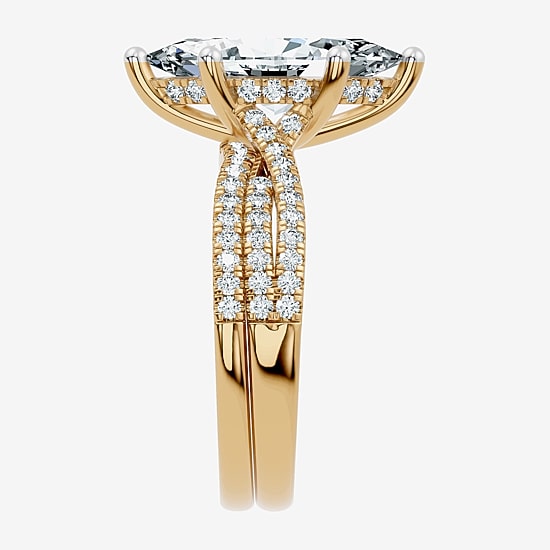 (F-G/ Vs2-Si1) Womens 3 1/2 CT. T.W Lab Grown White Diamond 10K Gold Marquise Side Stone Bridal Set