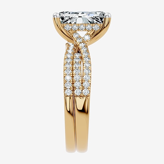 (F-G/ Vs2-Si1) Womens 3 1/2 CT. T.W Lab Grown White Diamond 10K Gold Side Stone Bridal Set