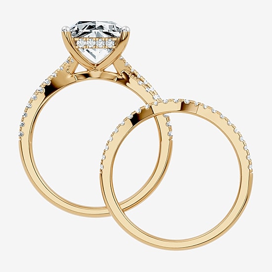 (F-G/ Vs2-Si1) Womens 3 1/2 CT. T.W Lab Grown White Diamond 10K Gold Side Stone Bridal Set